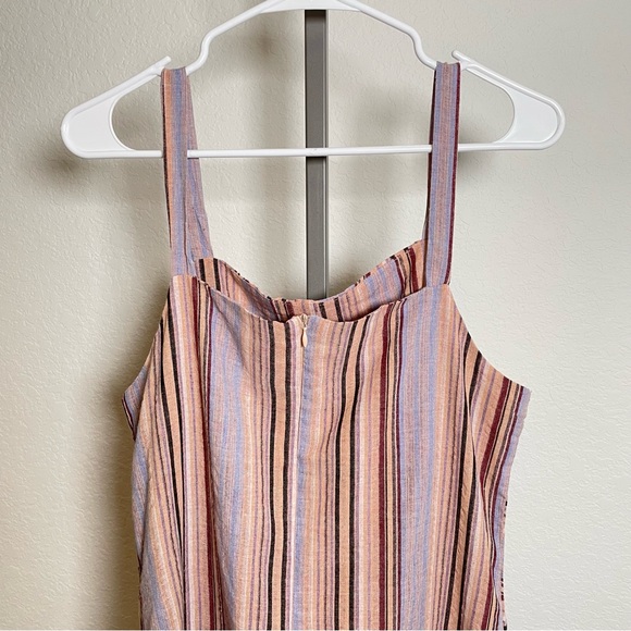 Pinch Tie Front Sleeveless Mini Summer Dress in Multi Purple Stripes Size Large - Picture 9 of 12